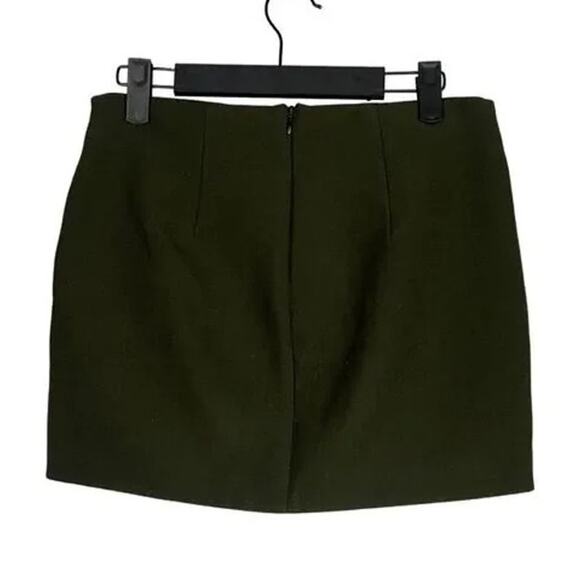Zara Draped Wrap Look Mini Lined Skirt Back Zip Up Pockets XS Olive Green #3913 - Picture 15 of 15